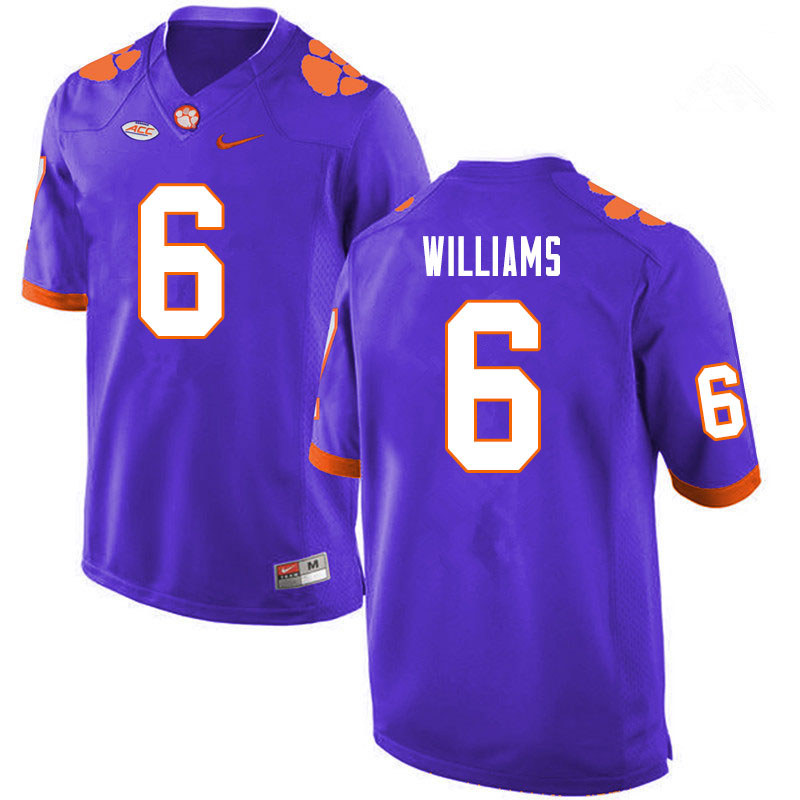 Men #6 E.J. Williams Clemson Tigers College Football Jerseys Sale-Purple